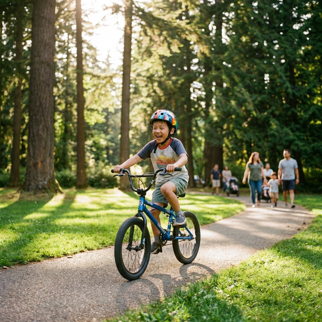 Child riding bicycle